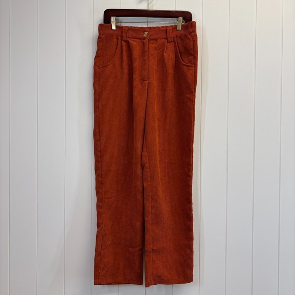 The Unbranded Brand Pants - Unbranded Womens Academia Preppy High Rise Corduroy Trousers Size M Orange Chic